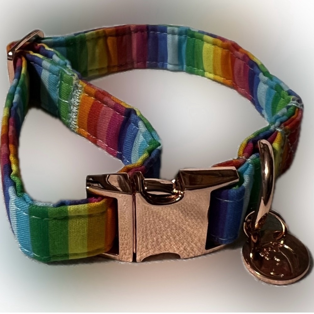 🔴New Dog Collar Rainbow Removable Flower Adjustable 10” to  16” Pet Animal